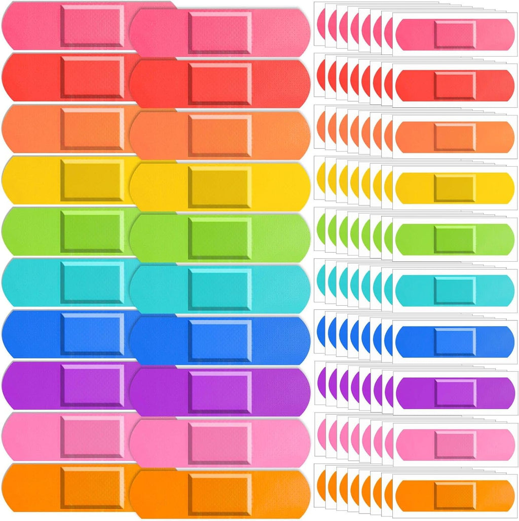 Skiennix Kids Bandages - 160 Pcs Colorful Neon Adhesive Strips | Waterproof & Flexible for Cuts, 2.83'' x 0.75''