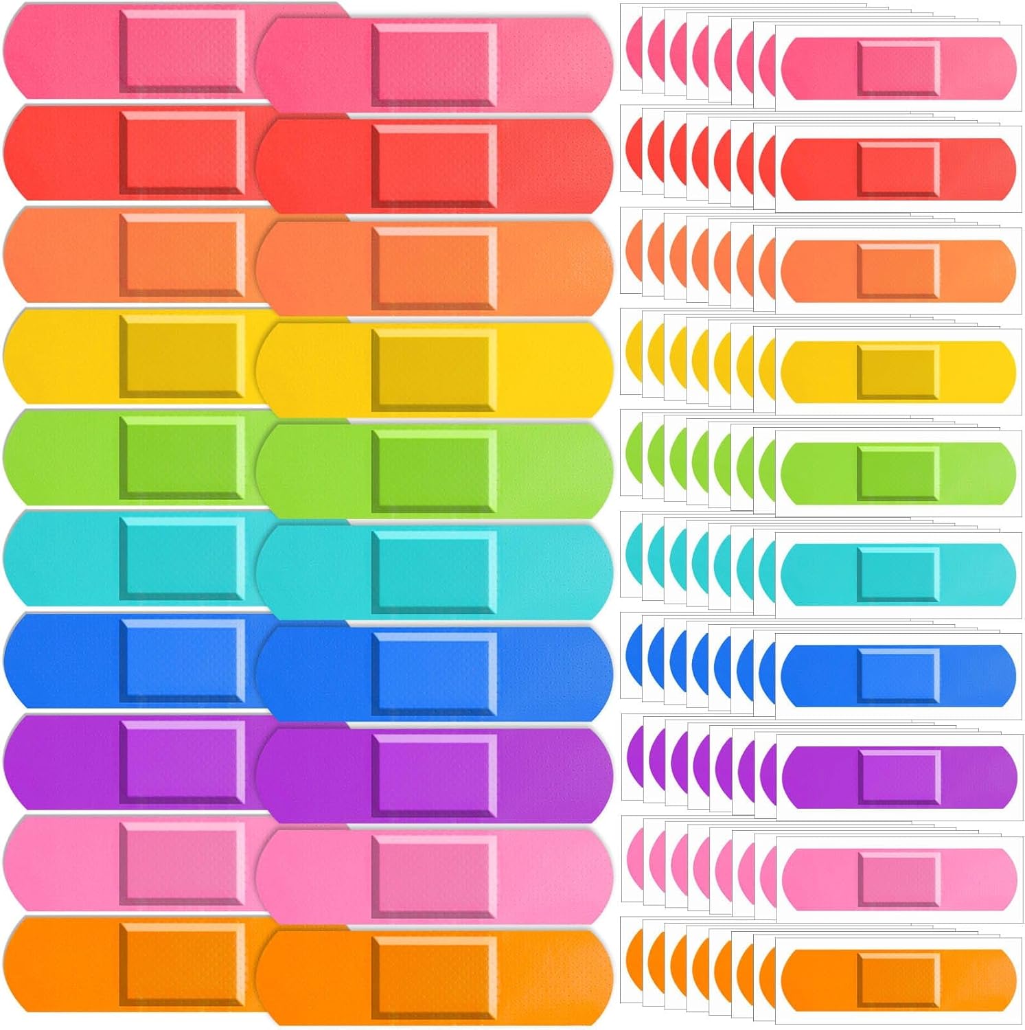 Skiennix Kids Bandages - 160 Pcs Colorful Neon Adhesive Strips | Waterproof & Flexible for Cuts, 2.83'' x 0.75''