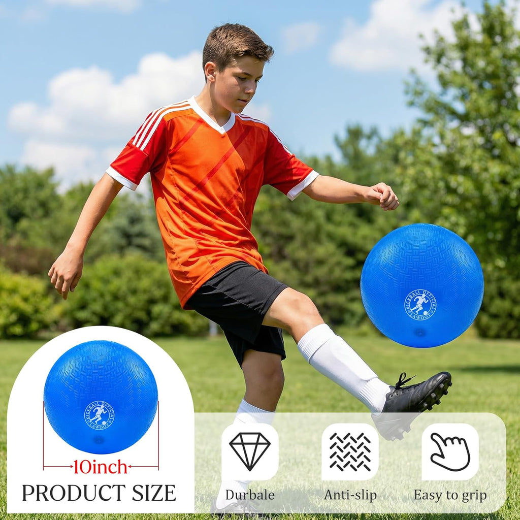Skiennix Kickball Set - 10 Inch Playground Balls for Kids | Pack of 3 with Pump for Indoor/Outdoor Fun