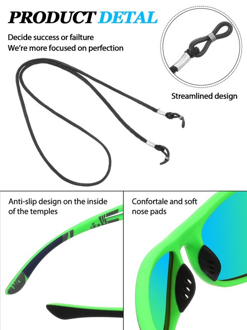 Leelosp 6 Pack Polarized Sport Sunglasses for Women Men UV Protection Fishing Driving Cycling Running with Strap Holders (Bright Colors)