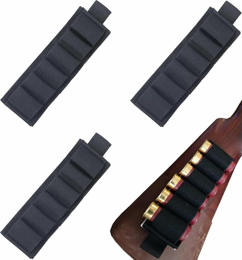 Mizugiwa 4 Packs 6-Round Shotgun Shell Carrier Buttstock Holder — Black (6 Rounds Each)