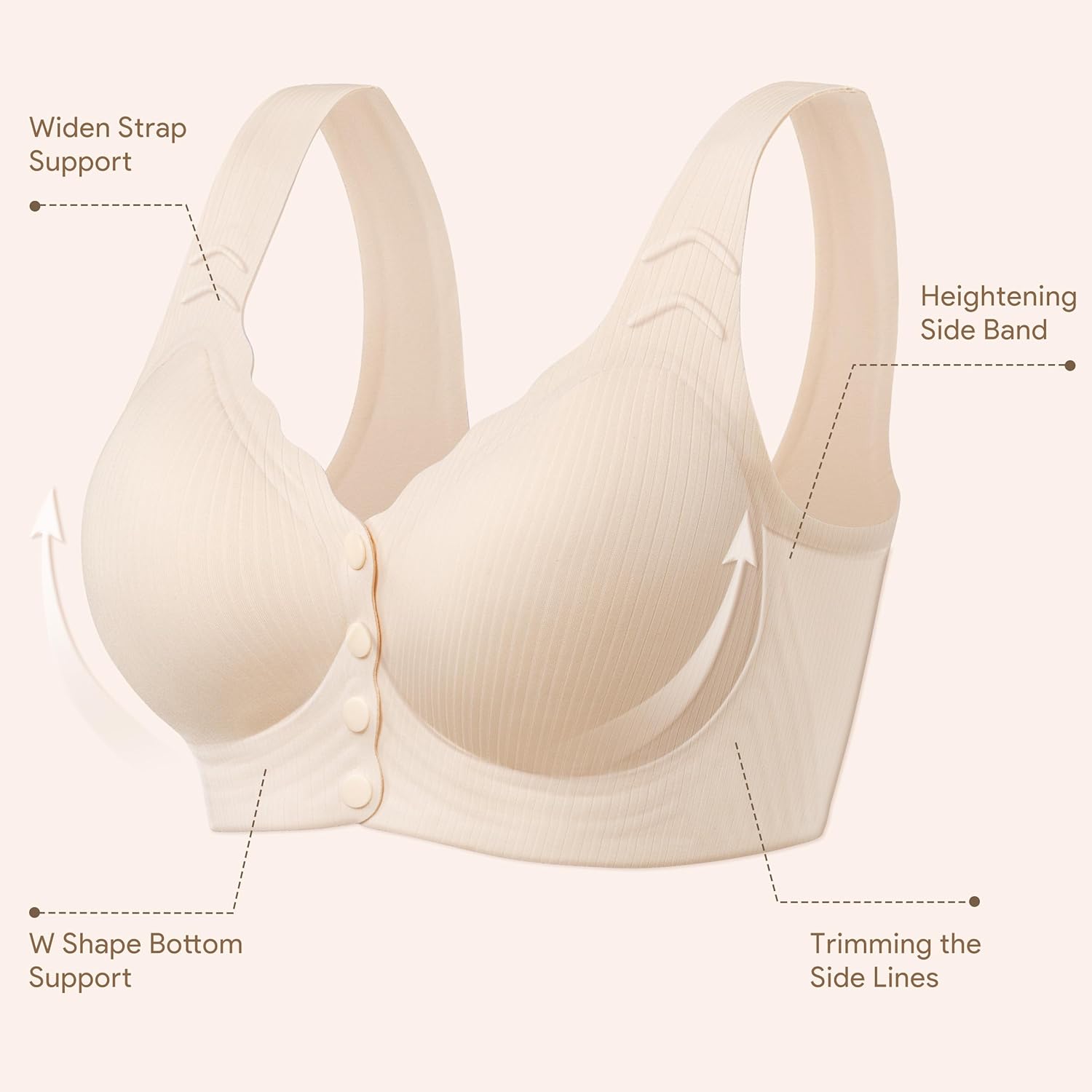 Skiennix Seamless Front Close Bras for Women - Post-Surgery Comfort & Support | Full Coverage, Moisture-Wicking