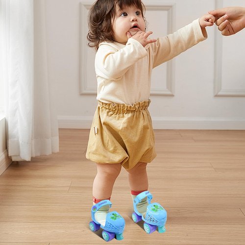 SMOOJOY Toddler Roller Skates for Kids Boys Girls Ages 2-5 Adjustable Quad Skates Outdoor Indoor for Beginner Durable Children's 4 Wheels Rollerskates