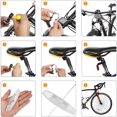 VICDUEKG 6 Pcs Bicycle Reflectors Front and Rear Kit Bike Wheel Spoke Reflectors Accessories, Mountain Bike Safety Warning Reflectors for Night Cycling, Handlebar, Seatpost