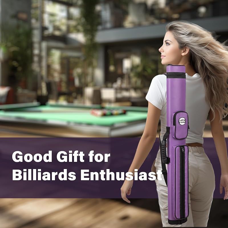 Trymaker Purple 2-Piece Pool Cue Case Up to 58" – 2 Cues, 2 Shafts Hard Billiard Bag