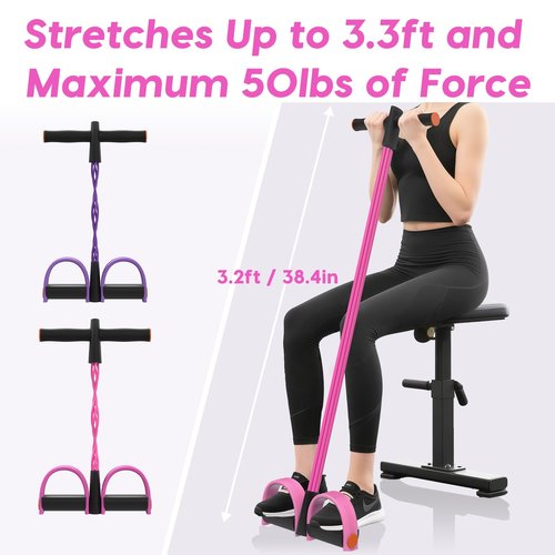 Resistance Bands with Handle, 6-Tube Elastic Foot Pedal Resistance Band, Natural Rubber Ankle Puller Sit-up Exercise, Multifunction Fitness Bands for Abdomen, Waist, Arm, Leg Stretching Training