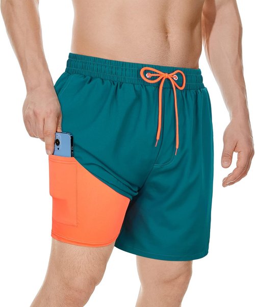 American Trends Men's Swim Trunks - 7 Inch Quick-Dry Bathing Suit with Compression Liner & UPF 50+
