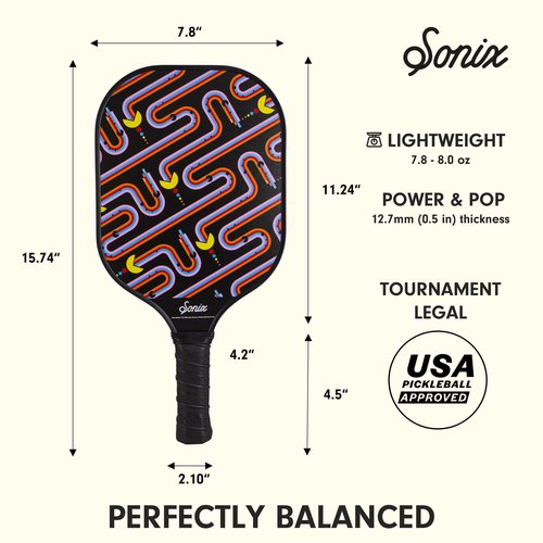 Sonix x Pac-Man | Pickleball Paddles Set of 2 | USAPA Approved | Fiberglass Surface, Honeycomb Core | Mixed 2-Pack Paddles | Pacman