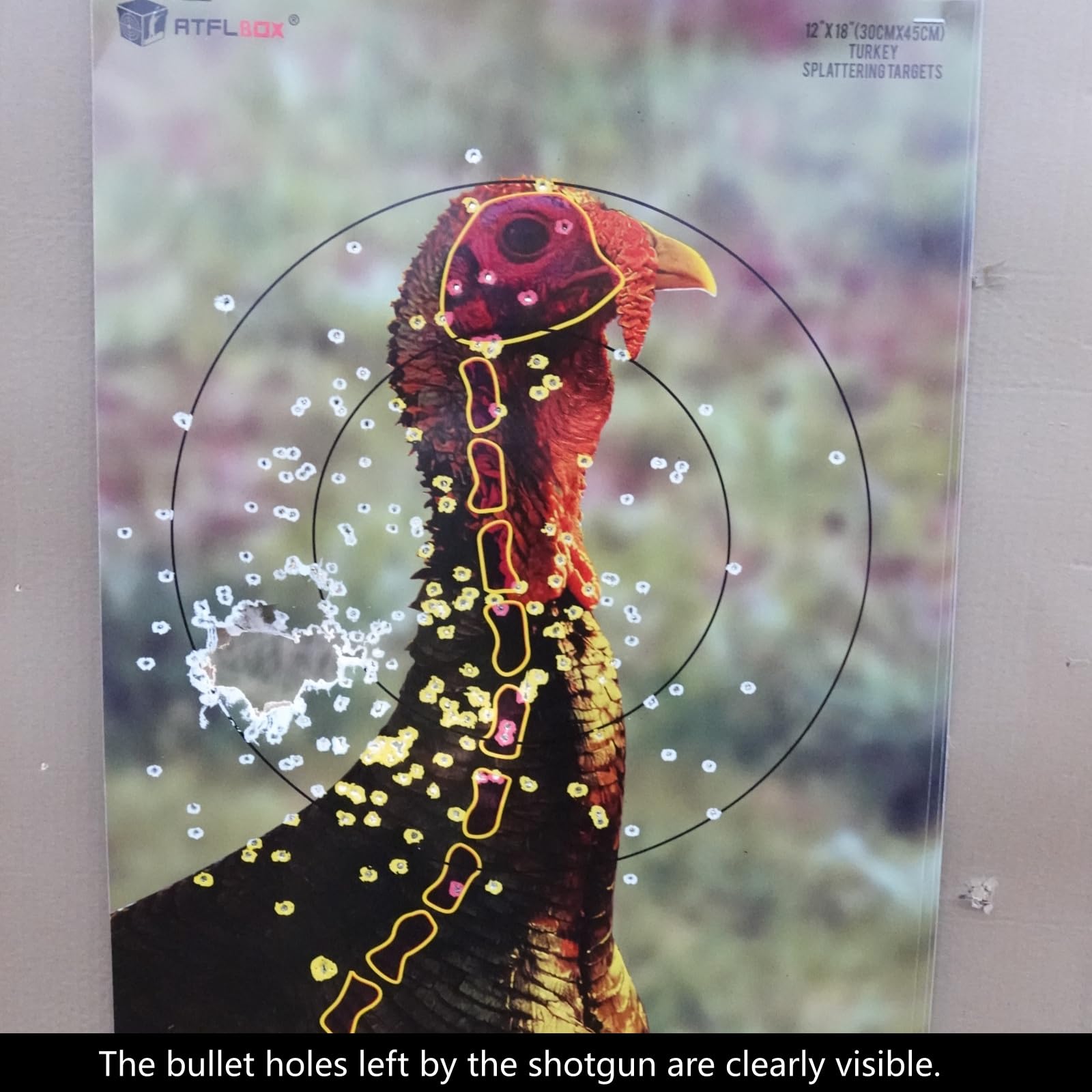ATFLBOX 20PCS 12”x18” Splatter Turkey Target Stickers for Shooting Practice, Pre-Game Realistic Animal Target, Self-Adhesive Reactive Paper Targets for Shotgun