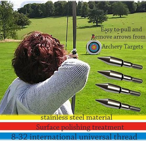 100 Grain Stainless Steel Archery Field Points Arrow Bullet pionts with Arrow Pedesta for Target Practice (12 Pack) by Yeseje