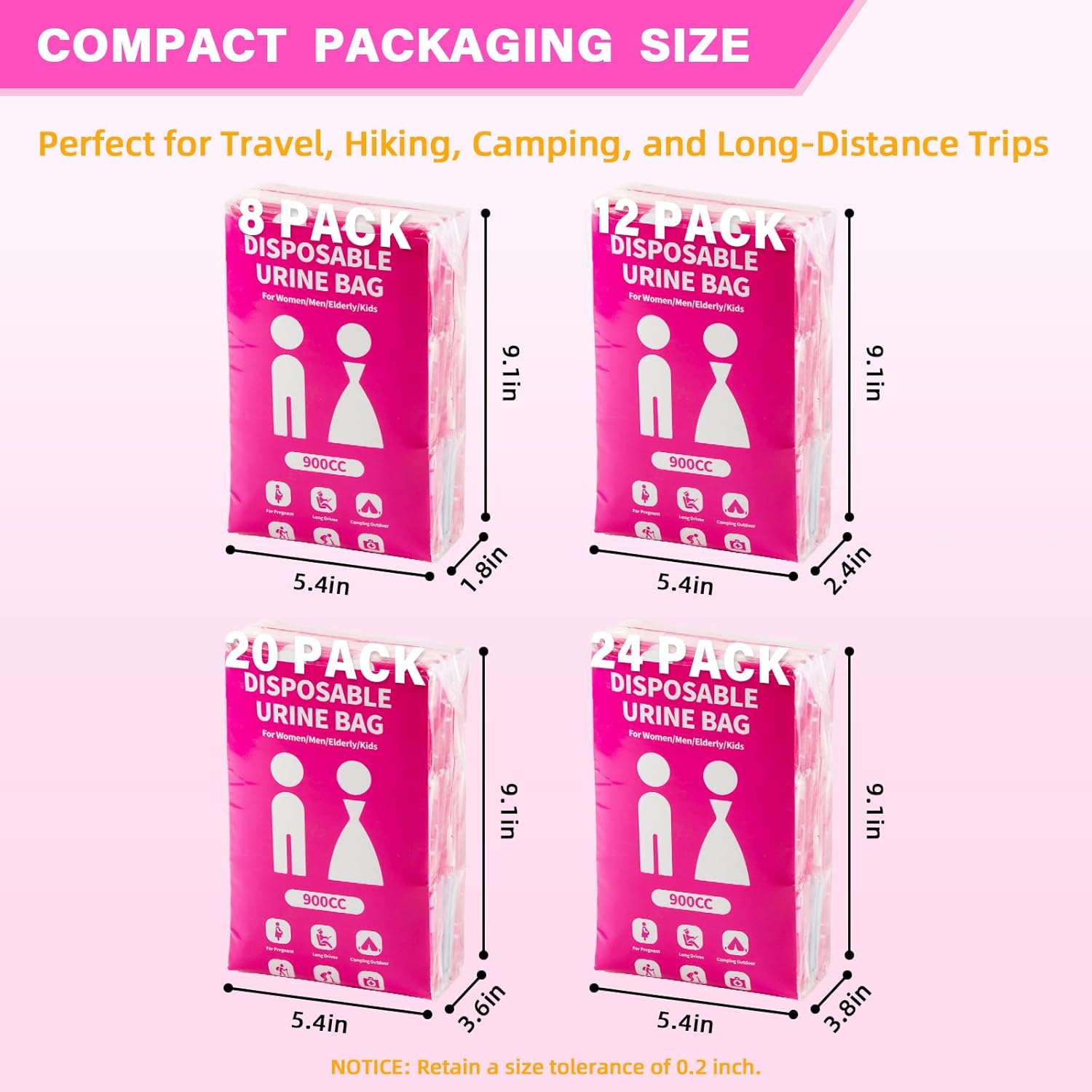 Skiennix Disposable Urine Bag - 900ML Portable Pee Bags for Travel | 12 PCS for Emergency Use