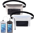 Skiennix Waterproof Fanny Pack - 4 Pack with Waist Strap & Phone Pouch for Kayaking, Beach, Travel | Black & White