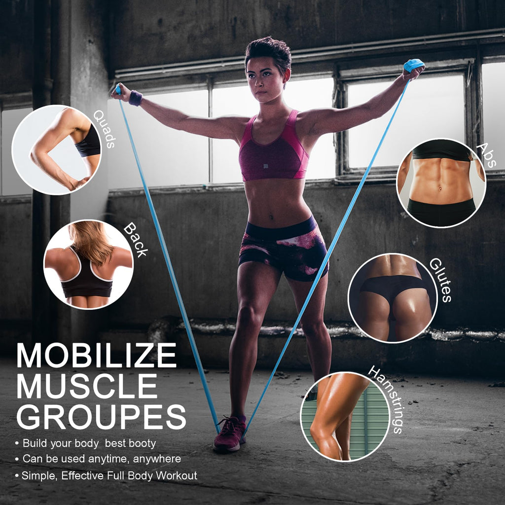 5 Pcs Professional Resistance Bands（5.9FT）. Latex-Free, Elastic Band, Work Out Bands, Stretch Bands for Working Out Women or Men, Exercise Bands Set for Physical Therapy, Yoga, Pilates