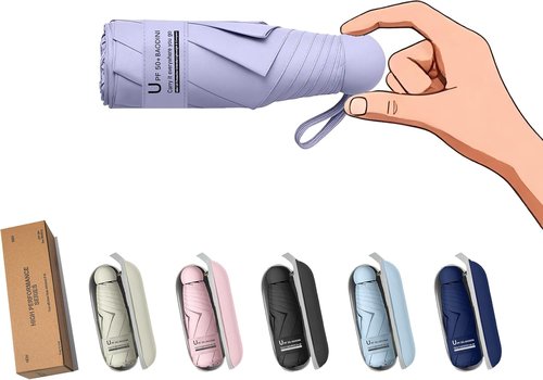BAODINI Mini Travel Umbrella - Compact UV Sun Protection | Lightweight & Portable for Purse, Backpack