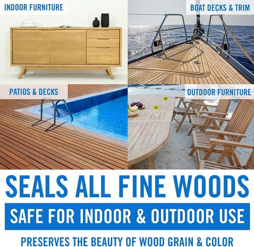 Better Boat Teak Cleaner and Brightener for Wood, Teak Oil or Sealer for Boats, Indoor Furniture, Shower Stools, and Outdoor Wood Furniture Restorer for Stains