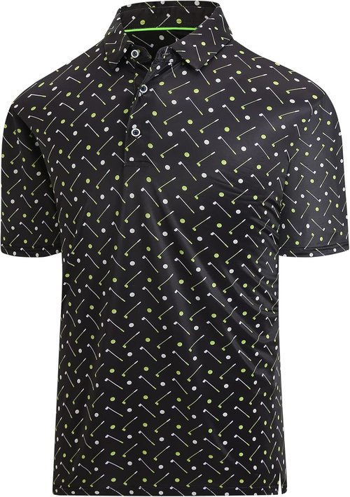 Hodaweisolp Golf Shirts for Men - Moisture-Wicking Dry Fit Performance Polo | Short Sleeve, Stylish Print