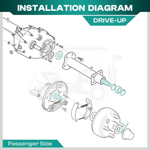 DRIVE UP Golf Cart Rear Axle Shaft with Bearing Seal for 1994.3-2009 EZGO Gas TXT, Medalist, ST, MPT Models, Passenger Side Rear Spline Axle Shaft Kit OEM# 72057G01 72057-G01 26811-G01