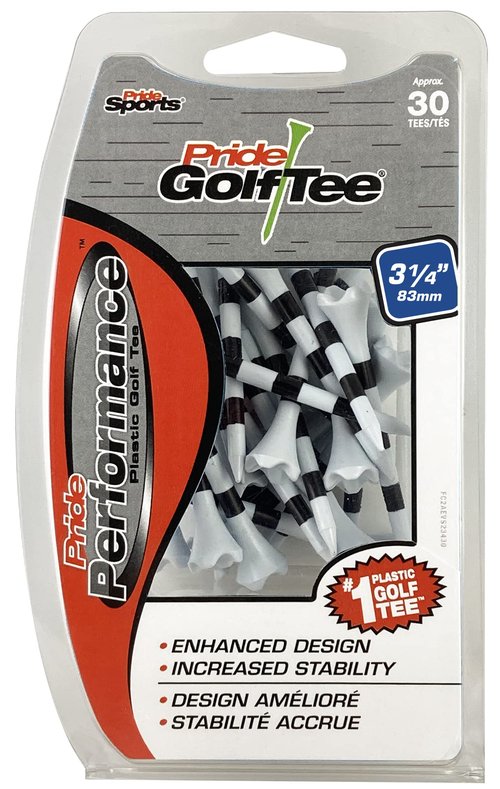 Pride Golf TEE Pride Performance Striped Golf Tees (Pack of 30), 3-1/4"", White