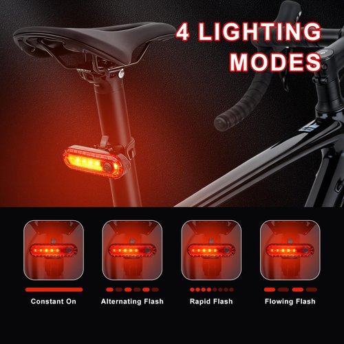 KunHe 4 Pack USB Rechargeable Bike Tail Lights Super Bright Bicycle Rear Safety Light with 4 Light Modes for Skateboards Strollers and Wheelchairs