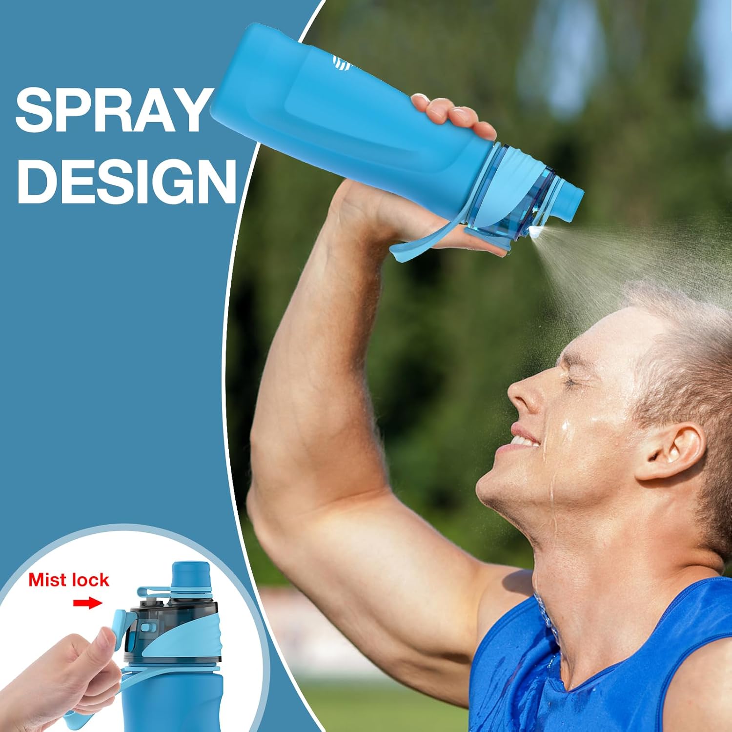 Skiennix Misting Water Bottle - 24oz Insulated 2-in-1 Mist & Sip Stainless Steel | Ideal for Hiking & Gym