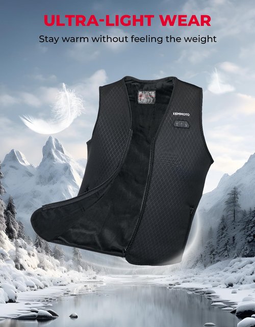 KEMIMOTO Women's Heated Vest, Electric Warming Vest,V Neck with Inner Pocket Lights-out Design(Battery Not Included)
