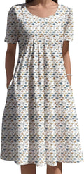 Skiennix Women's Floral Printed Dress - Comfy Oversized Short Sleeve with Pockets | Summer 2025 Collection