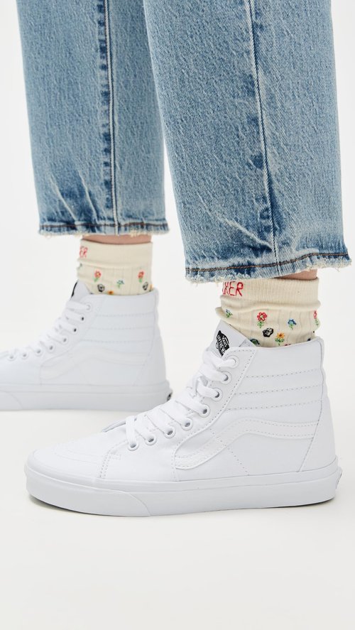 Vans Unisex Sk-8 High Top Sneakers, True White, 9 US Women/7.5 US Men