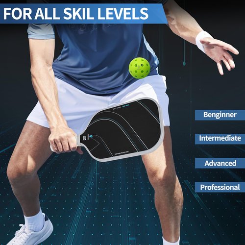 Fligon Pickleball Paddles Carbon Fiber T700 Surface USAPA Approved Pickleball Paddle Enhanced Grip & Spin Featuring 16MM Polypropylene Honeycomb Core Perfect for Beginner and Advanced Players（Grey）
