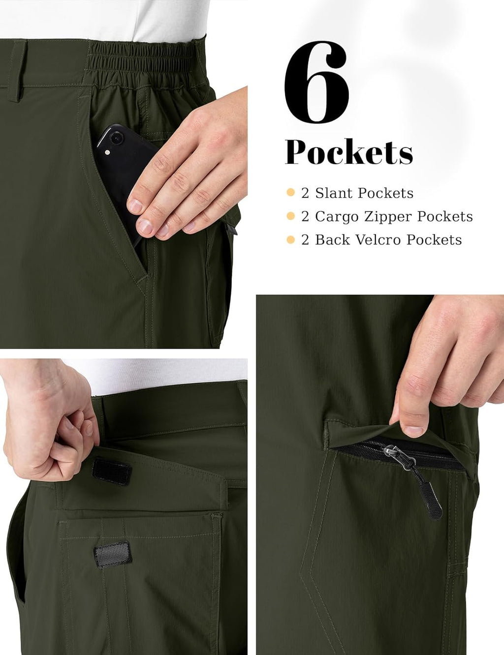Rdruko Men's Hiking Shorts - Quick Dry Lightweight Cargo Shorts with 6 Pockets | Ideal for Outdoor Travel