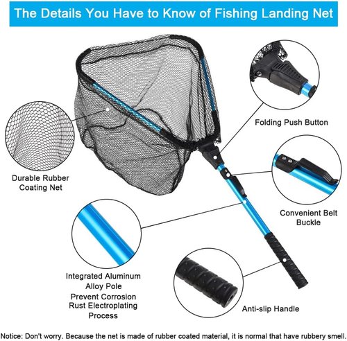 LBW Collapsible Fishing Net - Portable Folding Kayak Net for Freshwater & Saltwater | Ideal for Trout, Catfish, Bass