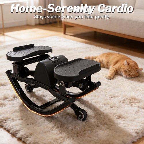 New Vision Rocking Stepper - Home Exercise Equipment with Resistance Bands & Balance Board | Low-Impact Full Body Workout