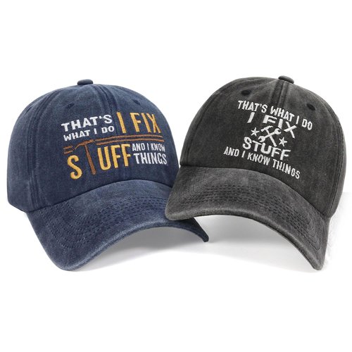 2Pcs Embroidered I Fix Stuff Hat Dad Gifts for Men Baseball Caps Gifts Ideas for Birthday