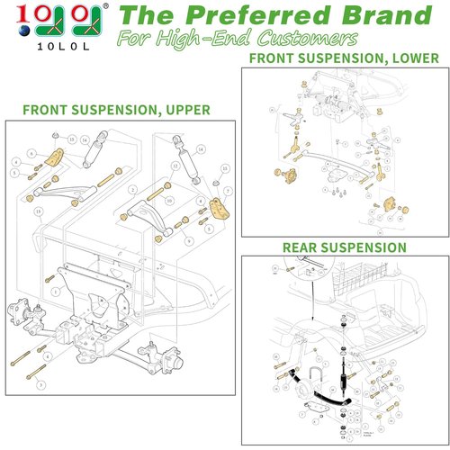 10L0L Deluxe Golf Cart Front and Rear End Repair Kits for Club Car Precedent 2004-up