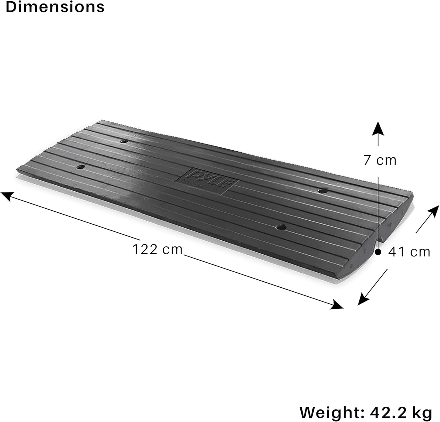 Pyle PCRBDR24 - Heavy Duty Rubber Driveway Curb Ramp | Ideal for Trucks, Scooters, Bikes & Wheelchairs