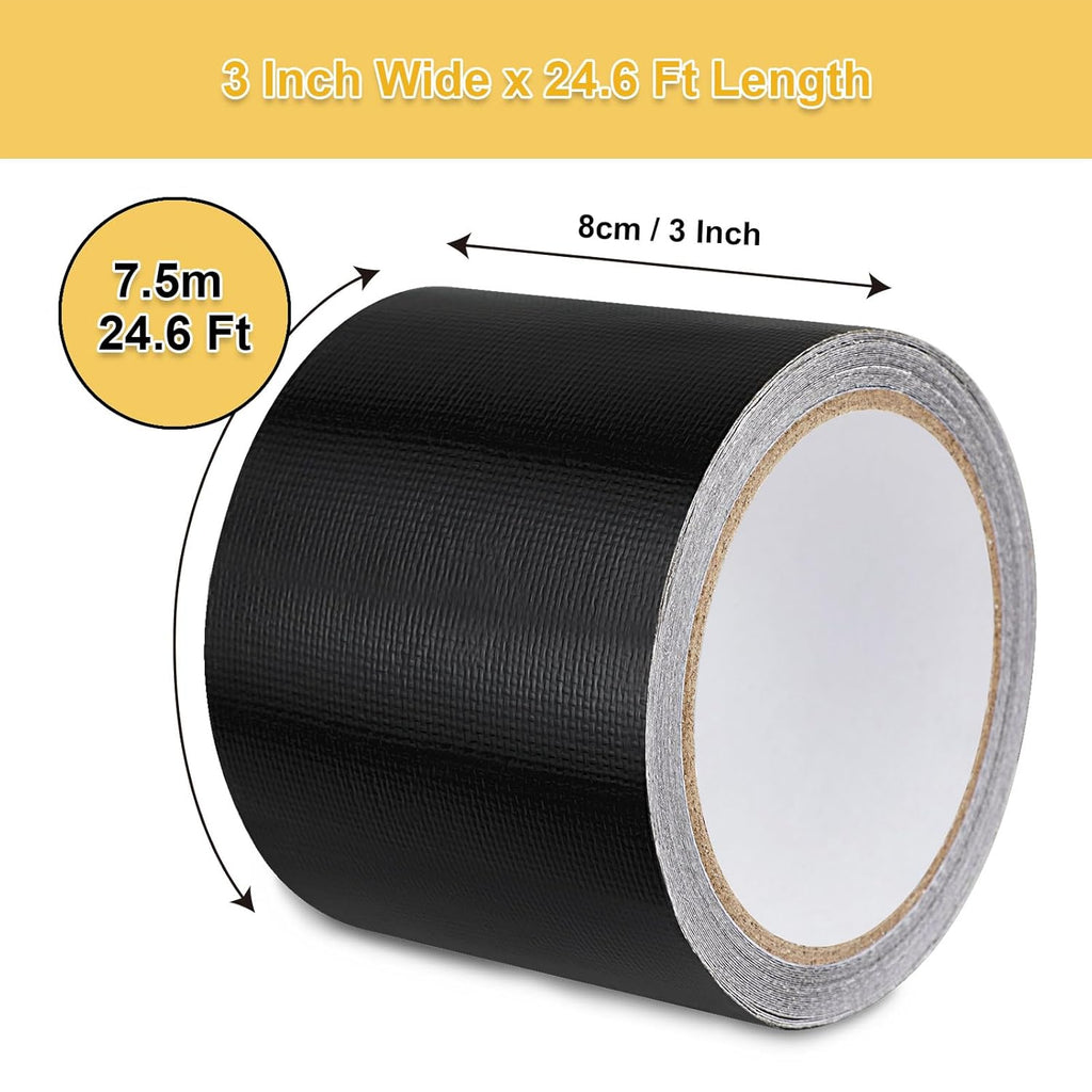 Skiennix RV Awning Repair Tape - Heavy Duty Waterproof Patch for Tents, Canopies & Covers | Black 3" x 24.6'
