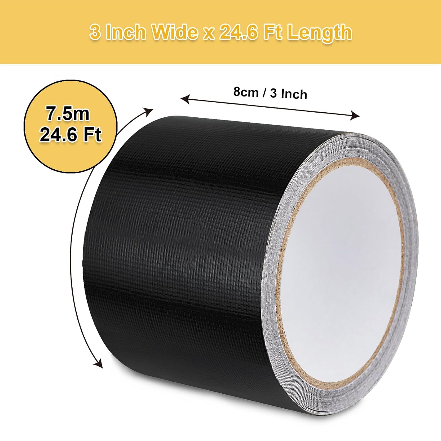 Skiennix RV Awning Repair Tape - Heavy Duty Waterproof Patch for Tents, Canopies & Covers | Black 3" x 24.6'