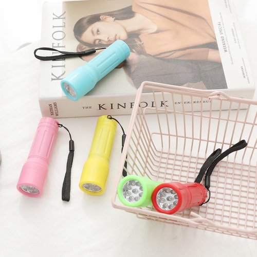 Hilngav 50 Pack 9-LED Mini Flashlight Bulk, Small Multicolor Flashlights with Lanyard, Batteries Included, for Hurricane Supplies, Christmas Gifts Stocking Stuffer