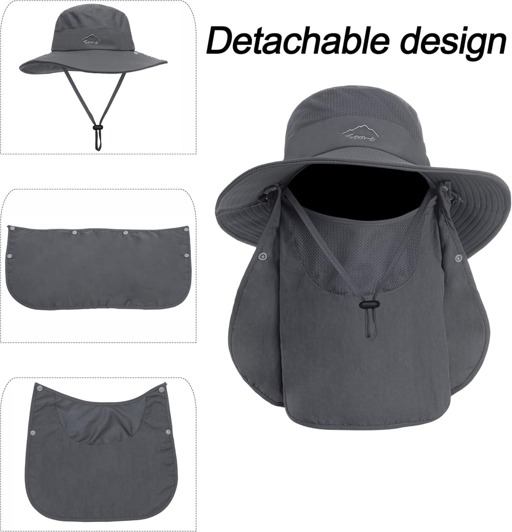 Skiennix Men's Sun Hat - Quick Dry UV Protection with Neck Flap | Wide Brim for Fishing & Hiking, UPF 50+