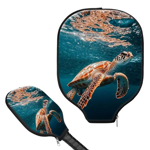 FQSXFIFN for Pickleball Paddle Cover with Smooth Zipper, Durable & Scratch-Resistant for Pickleball Paddle Case Protection, Sea Turtle Sleeve for Pickleball Paddles Racket