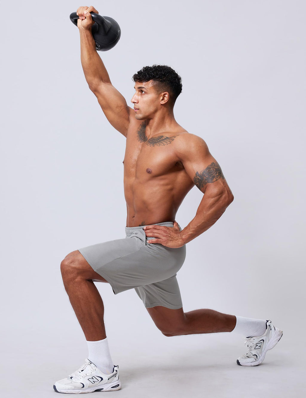 Vlynor Men's Athletic Shorts 9 Inch Inseam - Quick Dry Mesh Basketball Shorts Men, Lightweight Mens Gym Running Shorts with Pockets (Light Grey, Medium)