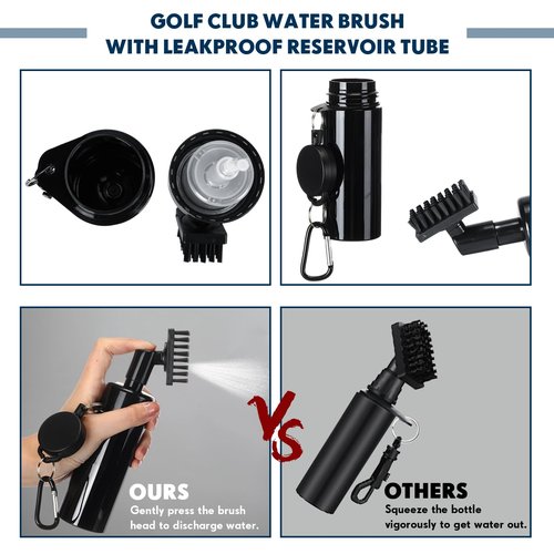 Rtteri 2 Pcs Golf Cleaner Brush Golf Cleaning Brush with 5 Ounces of Water, Golf Brush with Stiff Nylon Bristles, Golf Cleaning Brush Water Dispenser Cleaner(Black, White)