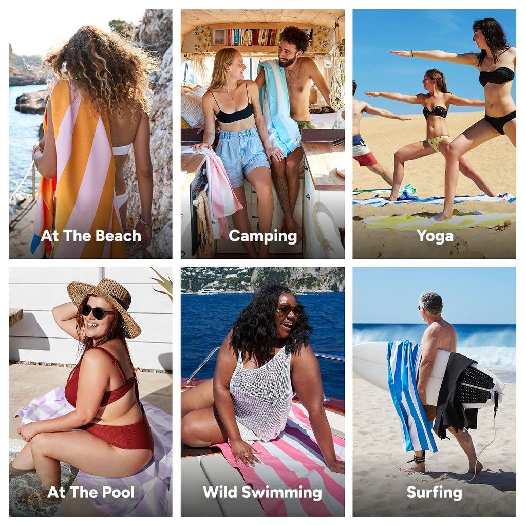 Dock & Bay Beach Towel - Quick Dry, Sand Free - Compact, Lightweight - 100% Recycled - Includes Bag - Mellow Yellow - Large (160x90cm, 63x35)