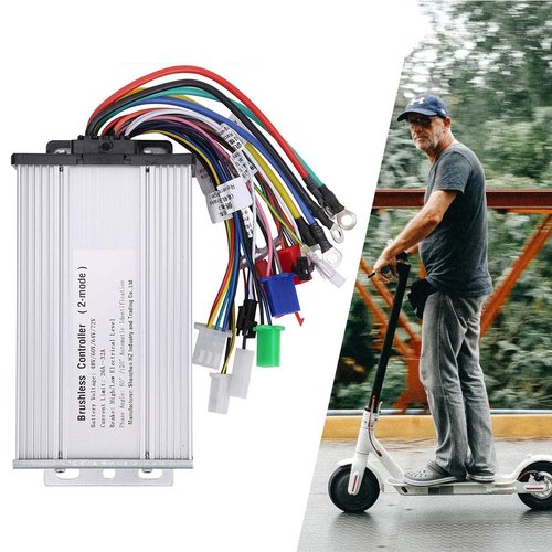 Estink Brushless Controller, 1000W-1500W 26A-32A 12 Tube Dual Mode Rectangula Motor Controller Multifunction Brushless Speed Motor Controller for Electric Scooter, 7x3.3x1.7in