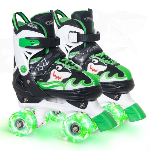 Nattork Roller Skates for Kids, Adjustable Light up Rollerskates for Girls Boys, Green Blue Purple Pink Skates for Toddler,Beginner Kids Roller Skates Indoor Outdoor
