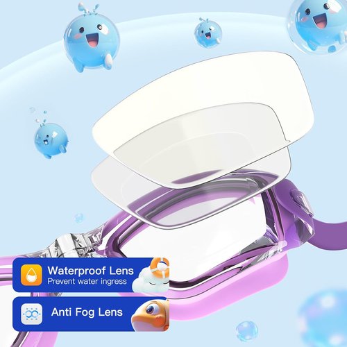 Braylin Kids Swim Goggles - 2-Pack Adjustable Swimming Goggles for Boys & Girls | Perfect for Pool Fun
