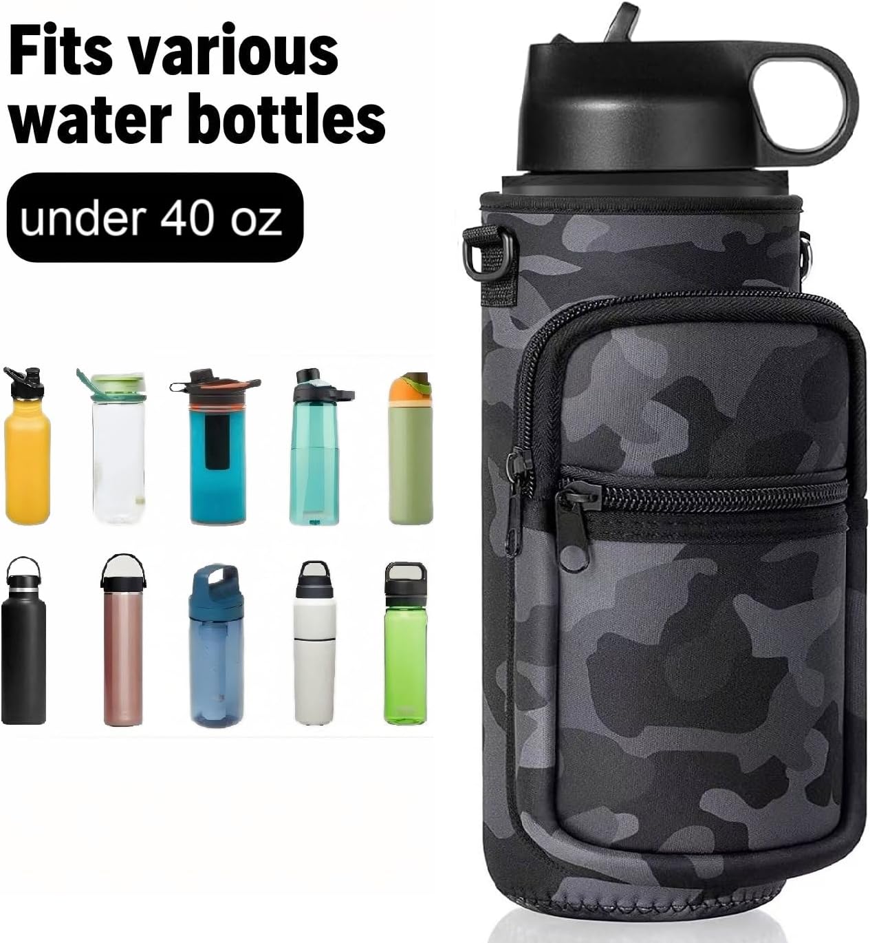 Skiennix Insulated Water Bottle Holder - Crossbody Sling Bag with Phone Pocket for Hiking & Camping