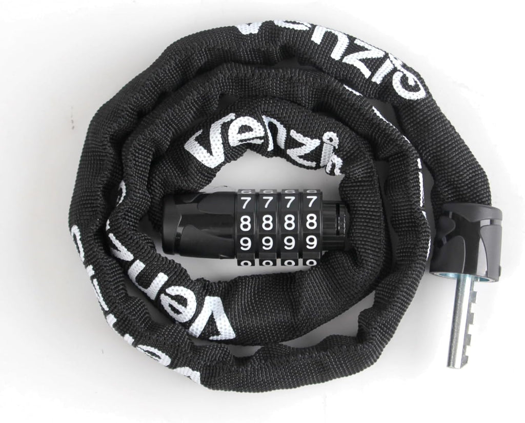 Venzio 4-Digit Combination Bike Chain Lock - Keyless Anti-Theft Security Lock | 4mm x 900mm (3FT)