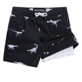 maamgic Boys Swim Trunks with Compression Liner 4-Way Stretch Quick Dry Swim Shorts Swimming Trunks Toddler Boy Dinosaur Black 2T