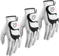 FINGER TEN Premium Golf Gloves - Cabretta Leather, All-Weather Grip, 3 Pack, Sizes S-XL for Men