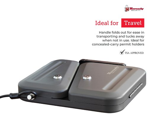 Hornady Dual-Lid Gun Lock Box - Two Compartment Portable Lock Box with Separate Lid and Lock - This Small Gun Safe Stores Handguns and Ammo Separately - Measures 11 x 10 x 2 Inches - Item 95229